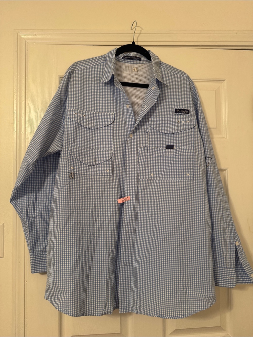 Columbia Light Blue Gingham Lightweight Men’s Shirt XL